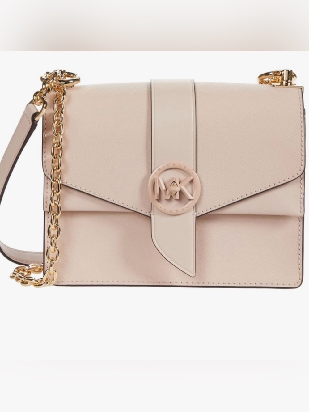 Michael Kors Greenwich Convertible Crossbody in Soft Pink Saffiano Leather